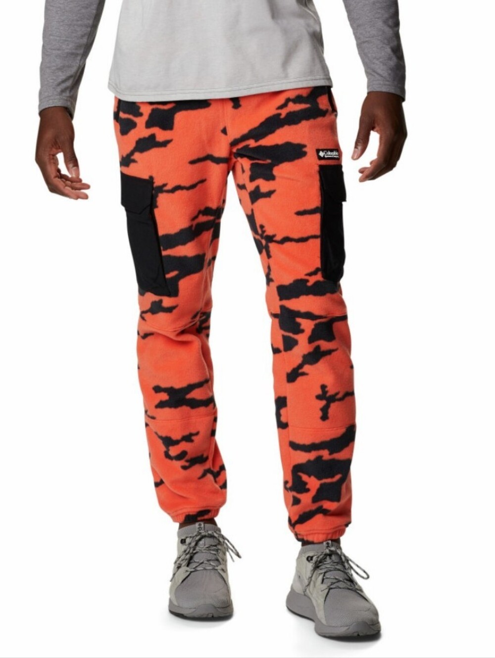 Columbia Orange and Black Tiger Camo Fleece Cargo Joggers